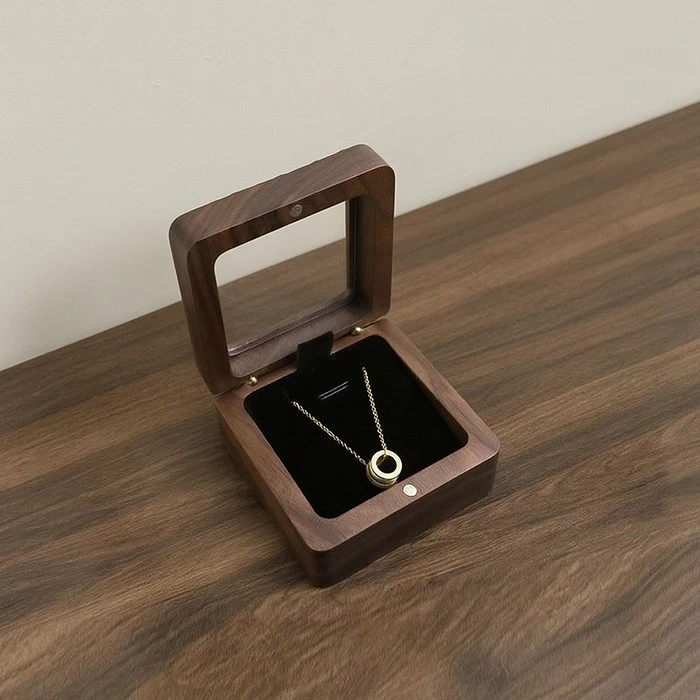 Walnut necklace  custom box
